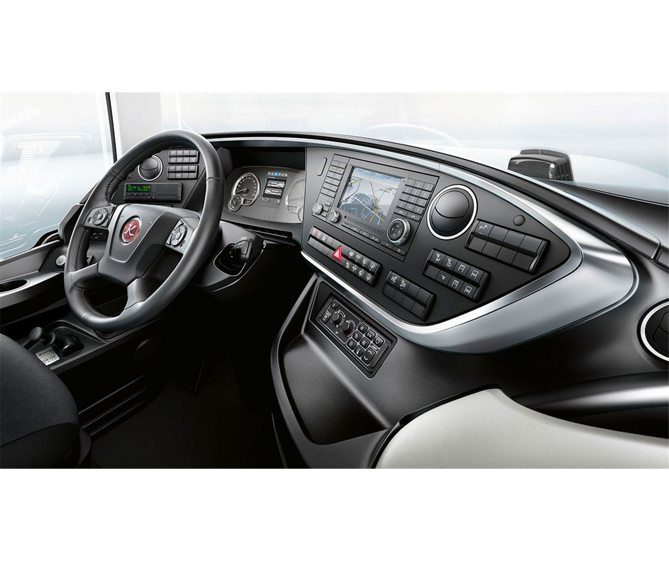 Modern Setra coach cockpit